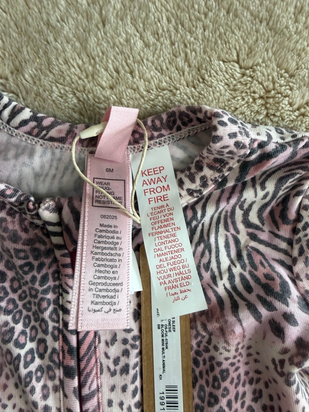 NWT SKIMS Bloom Mini Pink Multi-Animal-Print Baby One-Piece Two-way Zipper - Picture 7 of 12